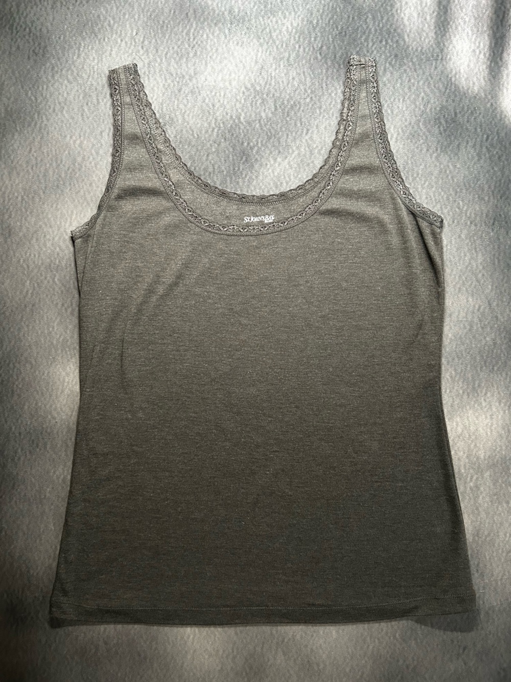 Grey Lace-trimmed St John’s Bay Tank- Large